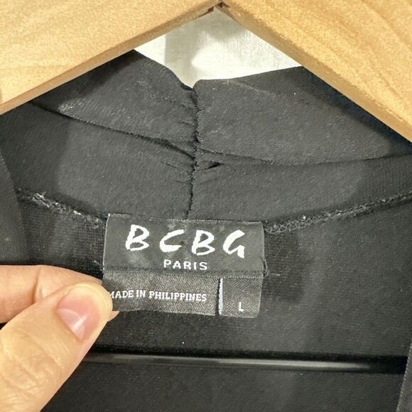 BCBG Paris Black Y2K Drape Tie Front Classic Dress Womens Size L - Picture 3 of 12